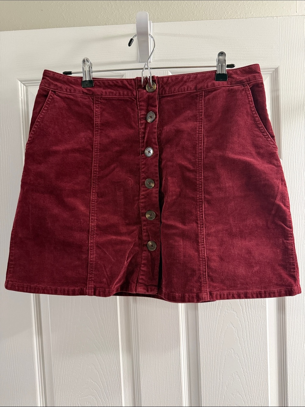 Maurices Wine Red Corduroy Button-Front  Skirt